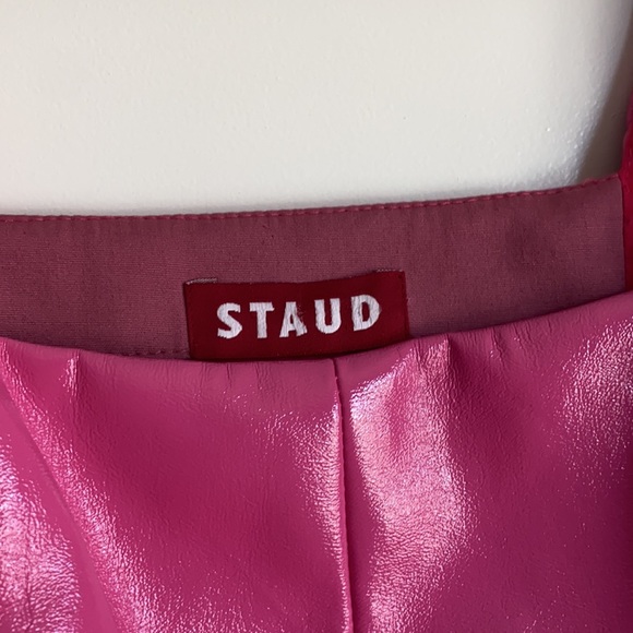 NWOT Staud Faux Leather Pink Crop Top - Picture 2 of 5